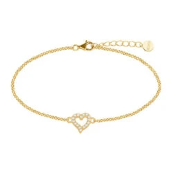 Xenox Damen 925 Sterling Silber Armband Mit Zirkonia In Goldfarben Love Story - XS3413GN