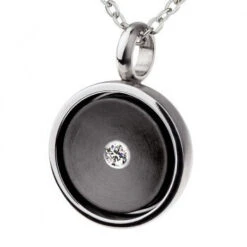 Ernstes Design Damen Runder Anhänger Mit Diamant 0,02 Ct Silber AN845