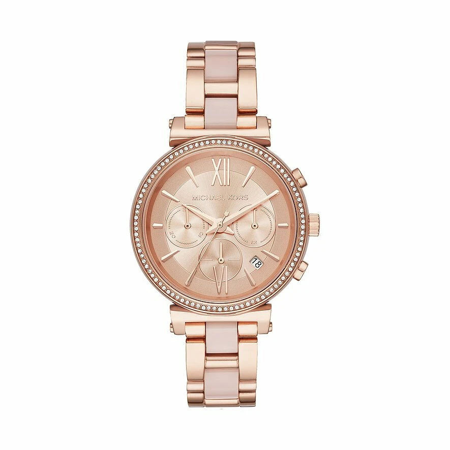 Michael Kors Damen Chronograph Sofie Mit Zirkonia Steinen Rosegold MK6560 3 Michael Kors Damen Chronograph Sofie Mit Zirkonia Steinen Rosegold MK6560