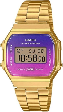 Casio Vintage Damenuhr Retro Vaportheme Lila Gold A168WERG-2AEF