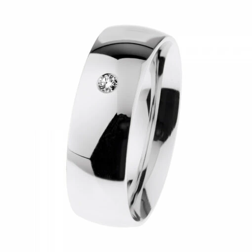 Ernstes Design Damen Diamant Ring Trauring Breite 6,5mm Größe 55 Silber R606-55 -Modeschmuck Geschäft