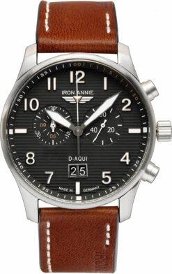 Iron Annie Herrenuhr Chronograph D-Aqui Mit Braunem Leder Armband 56862