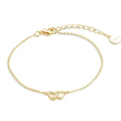 Xenox Damen 925 Sterling Silber Armband Mit Anhänger 18K Vergoldet Und Zirkonia In Goldfarben - LOVE STORY - XS3570G