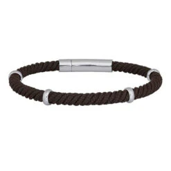 Son Of Noa Herren Armband Schnur Mit Metallringen Dunkelbraun889 003-BROWN21