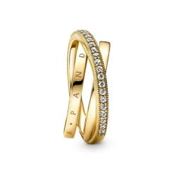 Pandora Damen-Ring Dreifach Gekreuzte Pavé Schienen Goldfarben 169057C01 -Modeschmuck Geschäft 672952fc8fb1fc06d17083a4a7d470113104e3d9 5700302941845 3