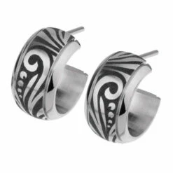 Ernstes Design Damen Halbcreolen Mit Gravur Silber E505