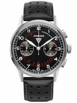 Junkers Herren Quarzuhr Chronograph Mit Lederband Schwarz 69702