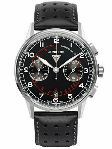 Junkers Herren Quarzuhr Chronograph Mit Lederband Schwarz 69702 3 Junkers Herren Quarzuhr Chronograph Mit Lederband Schwarz 69702