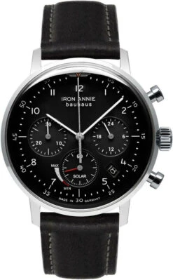 Iron Annie Herrenuhr Chronograph Bauhaus Mit Lederband Schwarz Silber 50862