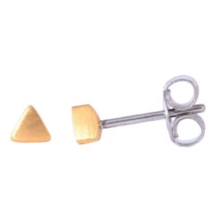 Ernstes Design Damen Ohrstecker Mit Dreieck-Perlen 3mm Gelbgold Beschichtet Bicolor E413