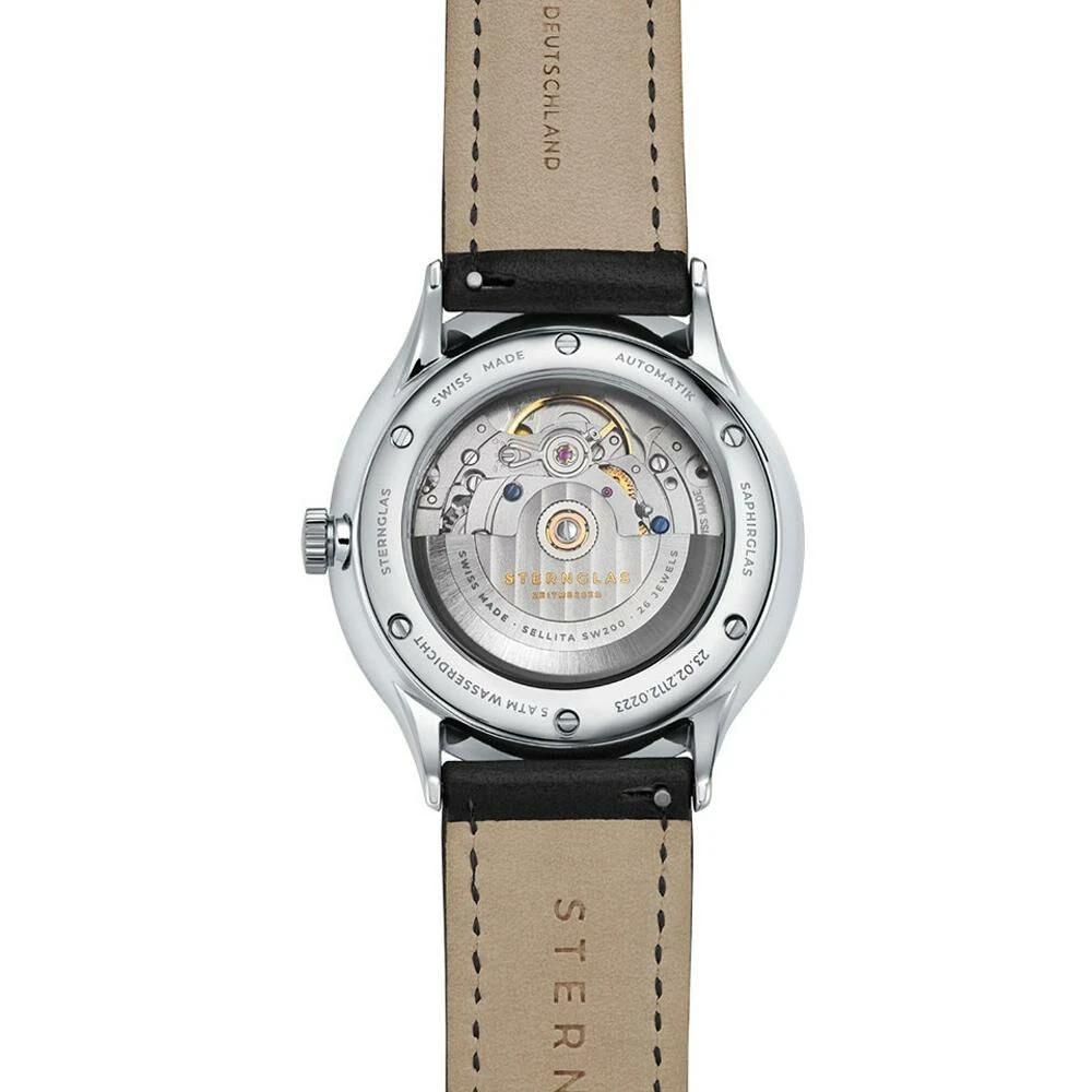 Sternglas Herren Automatikuhr Kanton 2.0 Lederband Schwarz S02-KF10-MO01 – Bild 3