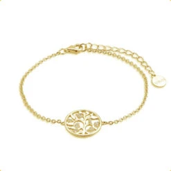 Xenox Damen 925 Sterling Silber Armband Mit Anhänger Und Zirkonia In Goldfarben - LEBENSBAUM - XS2943G