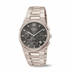 Boccia Herrenuhr Chronograph Sport Uhr Mit Titan Armband Silber 3741-02