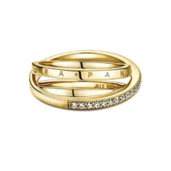 Pandora Damen-Ring Dreifach Gekreuzte Pavé Schienen Goldfarben 169057C01 -Modeschmuck Geschäft e774310703905091b07030d3a08700184c8cfbf5 5700302941845 2