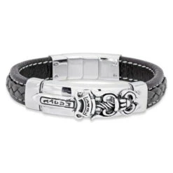 Save Brave Herren Armband Vincent Aus Edelstahl Und Leder SBB-VINCENT