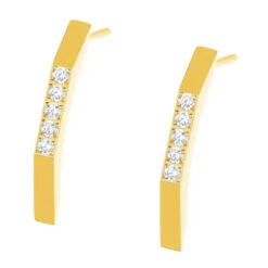 Ernstes Design Damen Zirkonia Ohrstecker Gold E570